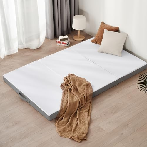 Z-hom Klappmatratze, Gästematratze, 3-teilige Faltmatratze, 140×195×10 cm Dicke Schaumstoffmatratze, Faltbare Matratze, Erwachsene, Abnehmbarer und waschbarer Außenbezug