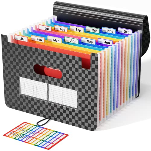 ABC life Dokumentenmappe A4/Ordner A4, 13 Taschen Erweitern Dateiordner Große Raum Fächermappe Datei Organizer Aktenordner Box Akkordeon Ordner Tragbar Sortiermappe für Zuhause oder Büro Dokumente