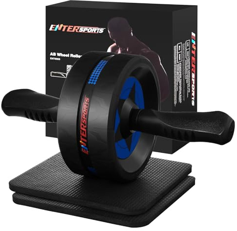 EnterSports Bauchroller, Bauchmuskeltrainer, Bauchmuskelroller mit Zwei Kniematte, Bauchrad Für Bauchmuskeltraining, Bauchtrainer für Zuhause, Geeignet für Anfänger, Fortgeschrittene und Profis