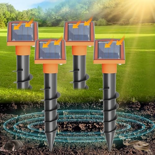 Maulwurf Vertreiber 2 Stück Maulwurfschreck Dual-Solar Maulwurfabwehr für Garten Wühlmausschreck IP54 Wasserdicht gegen Wühlmaus & Maulwurf