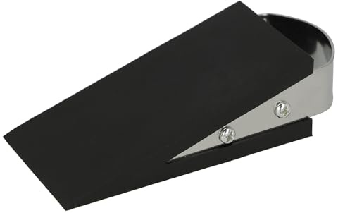Westcott Türstopper in Keilform Schwarz | Gummi Türstopper mit Edelstahl Griff | Rutschfeste Unterfläche | Passend für alle Türen und Böden | 12cm x 5cm x 3cm | E-19000 00