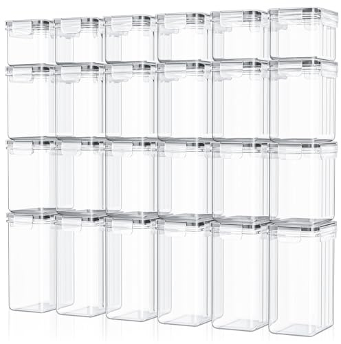 Storivo Food storage Vorratsdosen 24er Set – luftdichte Aufbewahrungsbox mit Deckel, Küchen Organizer für Mehl, Zucker, Müsli & mehr, inkl. Etiketten & Marker, für Küche & Kühlschrank, 33,6 L