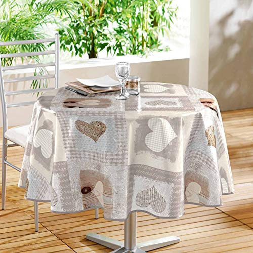 Décor Line Cosy Herzen Tischdecke, PVC, ohne, diamètre 160 cm, Gemütliches Herz