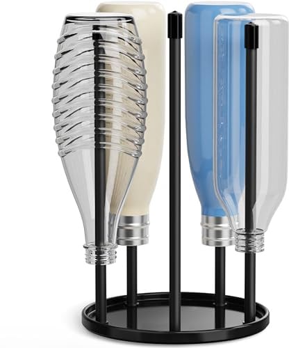 Flaschenhalter für SodaStream - Premium Abtropfhalter aus Keramik Abtropfständer mit Abtropfwanne für 5 SodaStream Crystal | Emil Flaschen Schwarz