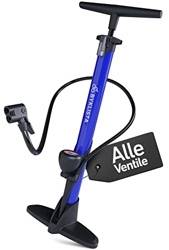 BYKLISTA Fahrradpumpe alle Ventile | Großes Manometer 12 Bar + extra Ventiladapter | Luftpumpe Fahrrad Standpumpe | Premium Standluftpumpe Fahrrad Pumpe Luft