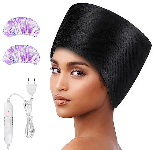 Totofac Heizkappe Heizhaube für Tiefenpflegemittel, Haardampfer Wärmehaube für Haarmasken, 2 Temperaturmodi Haarheizkappe für Spa, Salon, Haus-Schwarz (schwarz)