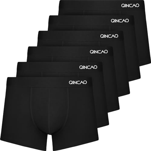 QINCAO Boxershorts Herren 6er Pack Ohne Kratzenden Zettel Männer Unterhosen Unterwäsche Boxer Baumwolle(Gr. S - 4XL)