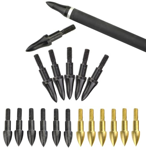 Poearcus Bogenschießen Broadheads 75/100 Grain Field Points Jagdpfeilspitzen mit Gewinde Recurvebogen Compoundbogen Zielschießen Praxis Pfeilspitzen (48, Schwarz Type 2, 75 Grain)