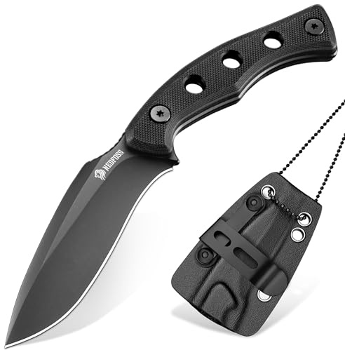 NedFoss SQUIRREL Neck Knife, 7.5CM Full Tang Halsmesser mit Verstellbarer Gurtclip, Kette Messer mit Kydex Scheide, Umhänge-Messer mit G10 Griff, Mini Outdoormesser feststehend