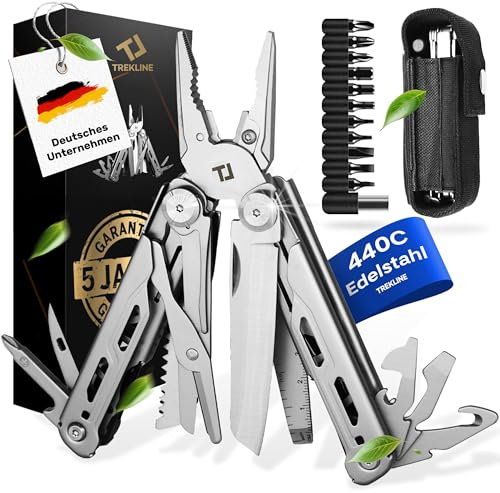 TREKLINE Multitool [440C Edelstahl] Outdoor Camping Survival Multitool Werkzeug Messer, Überlebensmesser, Taschenmesser, Multifunktionswerkzeug, Multi Tool, Multifunktionsmesser (Caveman Plus)