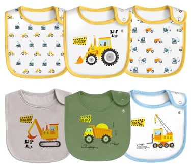 Maiwamita 6er-Pack wasserdichte Baby-Lätzchen aus Baumwolle für Mädchen und Jungen zum sabbernden Essen mit Druckknopf (Multi8)