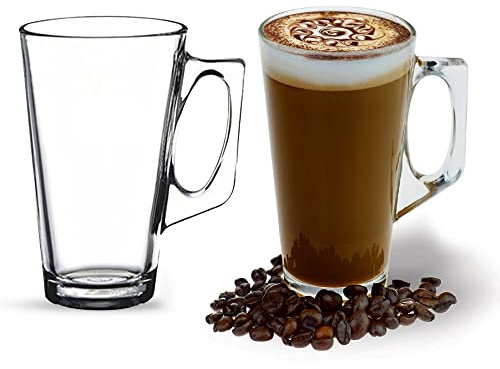 ANSIO Große Latte Macchiato Gläser Kaffeetassen-385 ml (13 oz) -Gift-Box mit 2 Latte Gläser-kompatibel mit Tassimo Maschine (2 Pack)