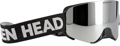 Broken Head Motocross Brille Struggler - MX Brille - Supermoto Goggle Mit Magnetischem Glas (Schwarz-Weiß, Silber Verspiegelt)