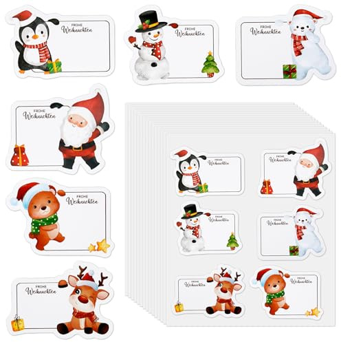 150 Stück Aufkleber Weihnachten Christmas Weihnachtsmann, 25 Blätter Geschenkaufkleber Beschreibbar, Weihnachtssticker, Beschreibbar Etiketten, Selbstklebend Deko, Weihnachtsaufkleber Klebeetiketten