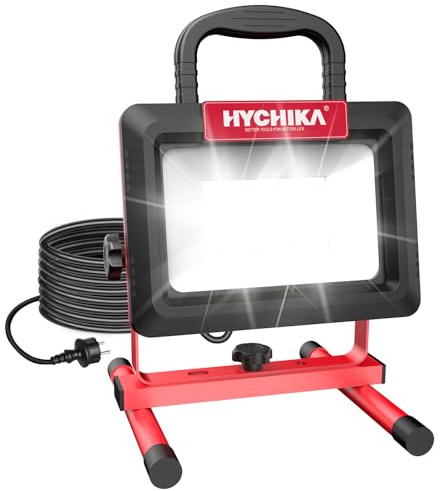 HYCHIKA LED Baustrahler 100W, LED Strahler 12000 LM 6500K, 2 Modes Adjustable Brightness, 360° Degree Rotation Wasserdichtes IP65 Arbeitsleuchter Drehbar, 2 m Kabel mit Stecker für Werkstatt Baustelle
