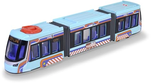 Dickie Toys City Tram Straßenbahn Spielzeug (41,5 cm) - Große Spielzeugautos ab 3 Jahren mit Freilauf, Lenksteuerung & TüRen zum Öffnen - Bus Spielzeug Modell-Bahn für Kinder - 203747016