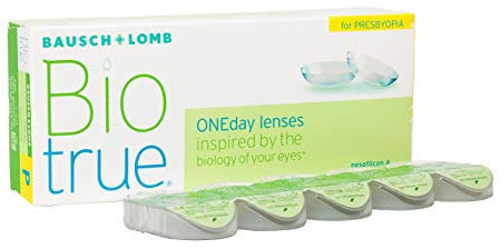 Bausch + Lomb Biotrue ONEday for Presbyopia Tageslinsen, Gleitsicht-Kontaktlinsen, weich, 30 Stück -05.00 Dpt, DIA 14,2 mm, BC 8,60, Add High