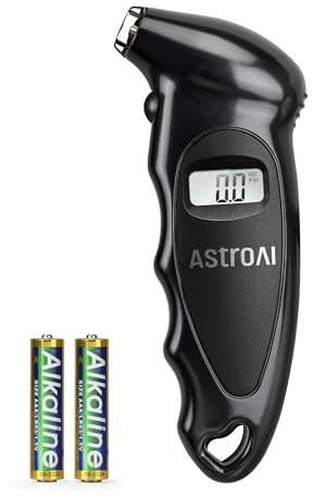 AstroAI Reifendruck Prüfer Digitaler Luftdruckprüfer für Autos mit AAA Batterie & LCD-Display, 150PSI, Geländewagen, Transporter, LKW, Fahrräder (mit Autoventilen) und Motorräder, Schwarz