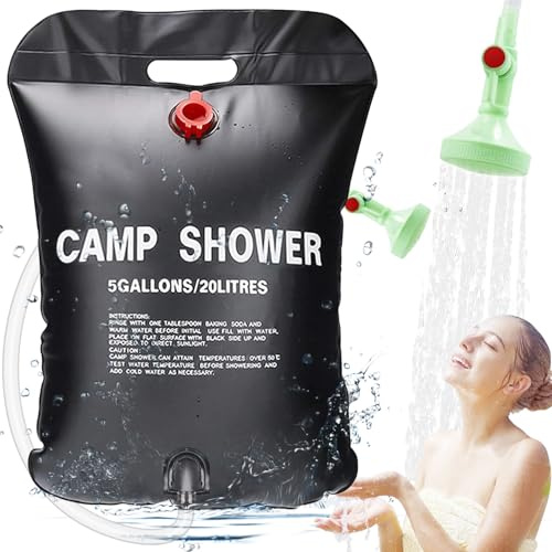 ECtury 20L Campingdusche, Mobile Camping Dusche, Solardusche Camping Set, Outdoor Tragbare Solar-Wassersack für Garten, Reisedusche mit Duschkopf Schlauch Tasche