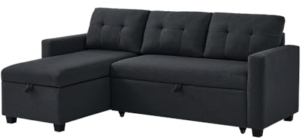 VitaliSpa Sofa L Form Campina, Anthrazit, 226 x 163 cm mit Schlaffunktion, platzsparend mit ausziehbarer Liegefläche und Bettkasten