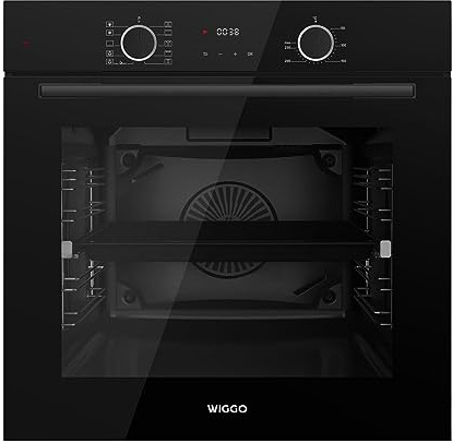 [ Test SEHR GUT, Note 1.1 *] WIGGO Backofen Set Schwarz 60cm 73L mit Teleskopschienen & Airfry, Selbstreinigung, 10 Funktionen, Soft-Close, Einbaugerät Einbaubackofen [5 Jahre Garantie, Klasse A]