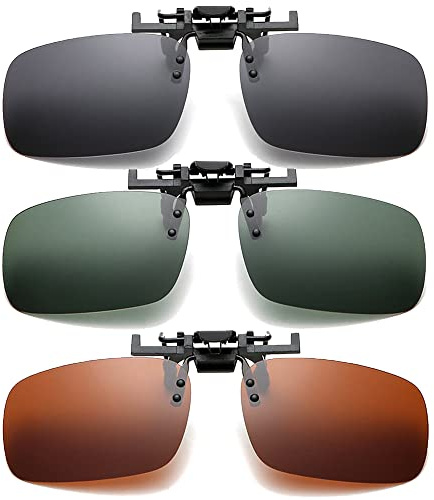 Whcctl 3 Paar UV400 Sonnenbrille Clip, Polarisationsbrille Clip, Flip up | Polarisiert Sonnenbrille, Herren und Damen Sonnenbrillen-Clip, Brillenaufsatz, für Driving, Golf, Angeln, Jagd Outdoor Sports