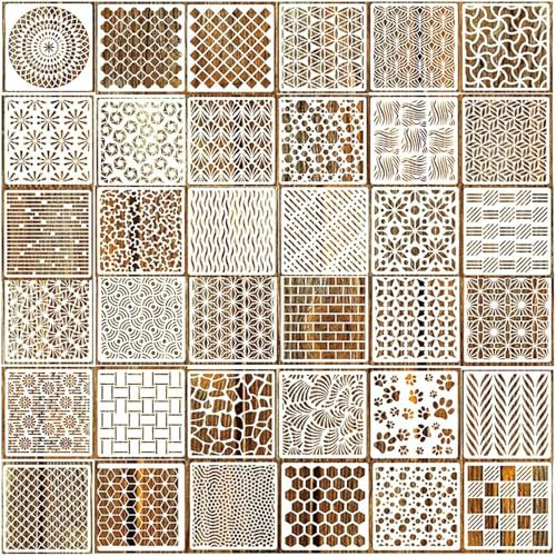 Belvanr Geometrische Wand Schablonen Set 36 Stück - Stencil für Möbel, Wandgestaltung, Malen und Zeichnen - Waben und Zeichnung Malschablonen