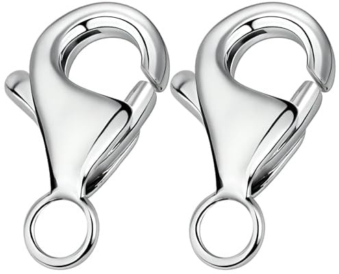 2 Stück Verschlüsse für Armbänder,925 Sterling Silber Karabinerverschlüsse (10mm) mit 3.5mm Binderingen,Kettenverschluss für DIY Schmuckherstellung,Nickelfrei und Hochwertig