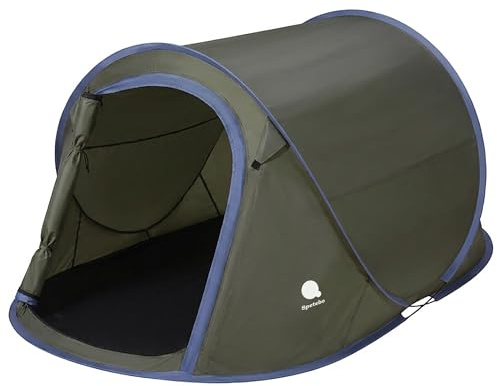Spetebo Pop Up Wurfzelt grün 220 x 120 cm - 2 Personen - Sofortzelt für Trekking und Camping - Automatisches Einhandzelt Outdoor Festival Zelt inklusive Heringe + Spannseile wasserdicht