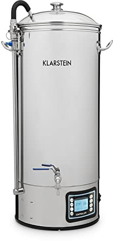 Klarstein Bierbrauset, Bierbrauanlage, Maischekessel zum Bier Brauen, Bier-Selbstbrauset, Selber Bier Brauen Set, Braukessel, Umwälzpumpe, Touch-Panel, Gärbehälter 50 Liter, 3000 W, Edelstahl, Silber