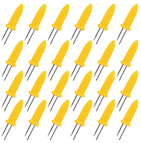 OFFCUP BBQ Mais Halter, 24pcs Edelstahl Maiskolben Spieße | Twin Prong Maiskolbenhalter, Maiskolbenhalter Mais Picks für BBQ Maiskolben Grillzubehör Corn Holders Schaschlikspieße