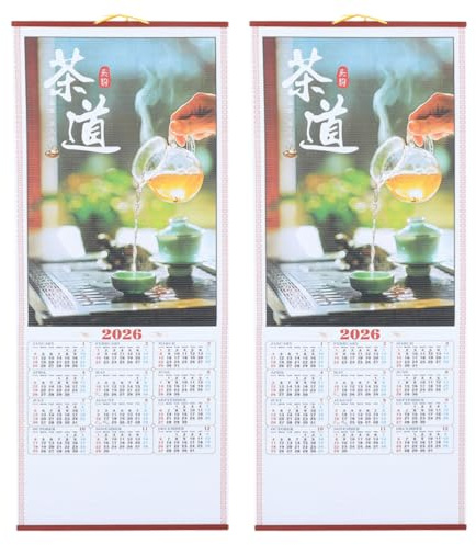 Cabilock Chinesischer Wandkalender 2026 – 2026 des Pferdejahres – großer 76 x 32 cm Papier-Mondkalender – Doppelpack für Heimbüro-Dekoration und