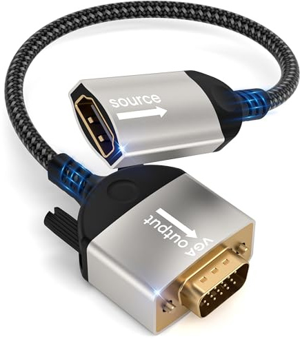 HDMI auf VGA Adapter,HDMI Buchse auf Vga Stecker adapter,Nylon geflochtene 1080p Unidirektional hdmi Computer zu vGA Monitor/TV Adapter für Laptop,PC,TV Stick,HDTV,DVD Player,Monitor,Projektor