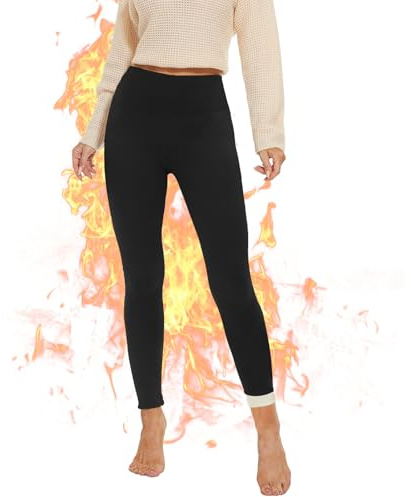 AMIYOYO Thermo Leggings Damen Gefüttert Leggings Fleece Thermohose Verdickte Plüsch Leggins Blickdicht Samt Thermounterwäsche Warm Strumpfhose Winter
