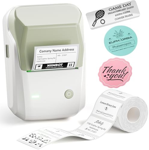NIIMBOT Etikettendrucker, B1 Bluetooth Etikettiergerät mit Größeres Etikett, Selbstklebendes Aufkleber Druckgröße 20-50 mm Kompatibel mit iOS und Android für Heim, Büro, Grün