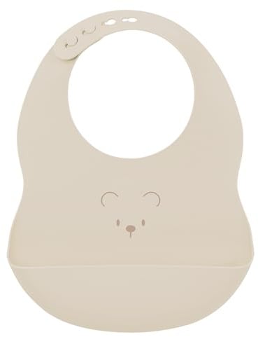 Nattou Silikon-Lätzchen mit Auffangschale, Größenverstellbar, BPA-frei, Ca. 20 x 27 cm, Silicone, Tonfarben