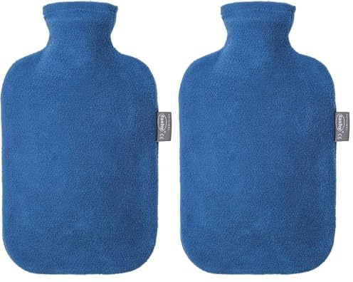 Fashy 6530 54 2007 Wärmflasche 2 L mit blauem Vliesbezug (Packung mit 2)