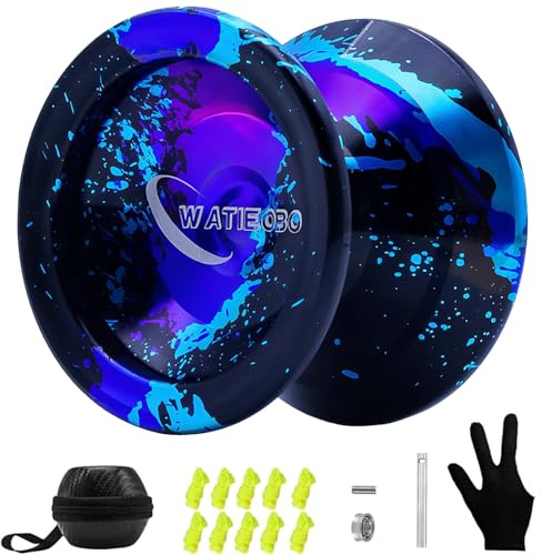 WATIEOBOO YOYO: Profi-Metall-Yoyo mit Reaktion für Kinder 8-12 Jahre, Nicht-reaktiver Yo yo für Erwachsene (Fortgeschrittene bis Experten) – mit U-Typ-KK-Lager + Handschuh und 10 Ersatz-Yoyo-Strängen