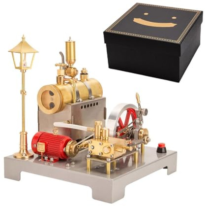 NULA Retrol SE-02 Dampfmaschinen Metall Modell, 100 Teile Vollmetall Dampfmaschinenmodell mit Kessel, Generator und Straßenlaterne Mechanisches Metallmotor Bausatz für Erwachsene