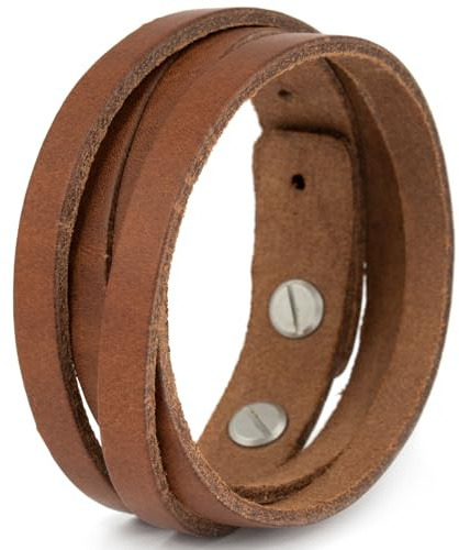 Simaru Lederarmband Herren aus Premium Leder Made in Germany, Männer Armband größenverstellbar in schwarz, braun oder Hellbraun (Hellbraun)