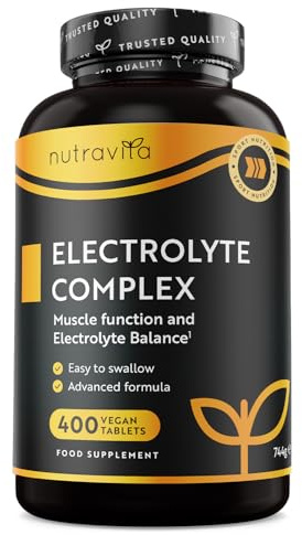 Nutravita Elektrolyte Komplex mit Magnesium Kalium Hochdosiert - 13 Monate | Kalzium Natrium & Chlorid - 400 Tabletten - 900mg Sportliche Nahrungsergänzungsmittel Männer und Frauen