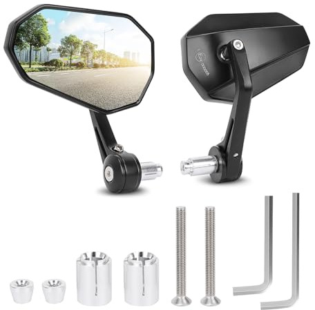 SUPAREE Motorrad Spiegel Universal Motorrad Rückspiegel motorrad Spiegel e-geprüft 360°Drehbar mit Robuste Aluminiumlegierung kompatibal für Scooter Roller ATV(Links und Rechts)