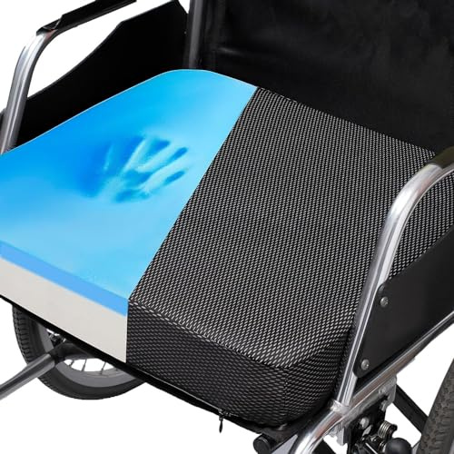 CYLEN Ifoam Gel-Rollstuhlkissen mit Memory-Schaum-Schicht, Sitzkissen für Rollstuhl, Bürostuhl, Küchenstuhl, Autositze, Druckwunden und Steißbein-Schmerzlinderung, hochdichtes Polyfoam (schwarz)