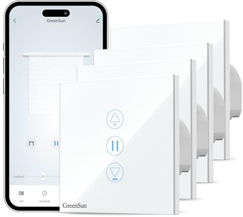 GreenSun WLAN Smart Rolladenschalter - Jalousien Schalter mit steuerbarer LED, Smart Rolladen Zeitschaltuhr Rolladensteuerung kompatibel mit Echo Alexa/Google, 4 Stücke