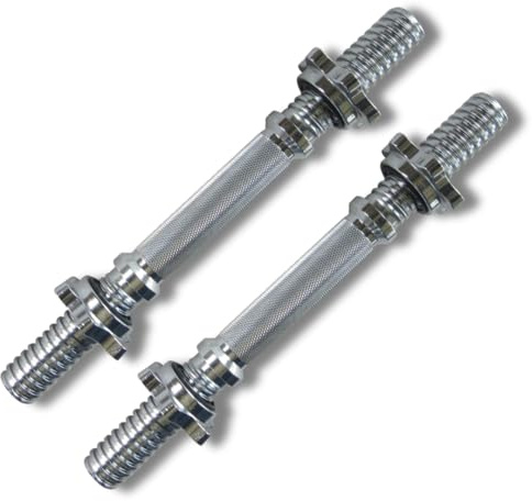 Lisaro Kurzhantelstange - 2er-Set 35 cm x 30 mm Chrom – Standardnorm gerändelt mit Sternverschlüsse - Hantelstange
