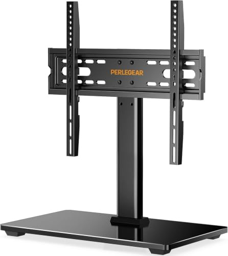 Perlegear TV Ständer TV Standfuss Universal für 32-60 Zoll OLED LCD Flach & Curved Fernseher bis zu 40kg, Max.VESA 400x400mm, Höhenverstellbar & Stabile Base
