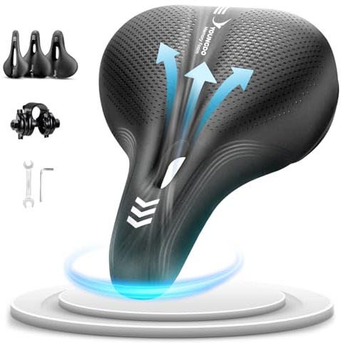 YOUNGDO Fahrradsattel, Bequemer & Ergonomischer Fahrrad Sattel, Neues Modell, Verbesserte Wasserdichtigkeit, Memory-Foam, Atmungsaktiv, Stoßdämpfend, für Herren & Damen, Schwarz