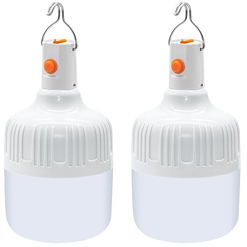 BoloShine 2 Stück LED Campinglampe, USB Wiederaufladbare Camping Laterne Superhell Zeltlampe, Batteriebetriebene Campinglicht Tragbare Outdoor Laterne für Camping Angeln Wandern Stromausfall Notfall