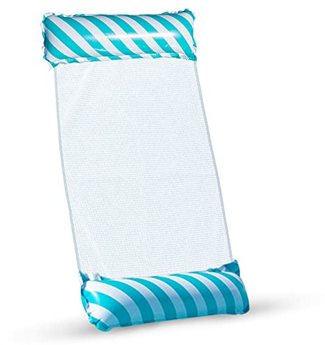 Wasserhängematte mit Netz – Dicke PVC Version, 100kg Tragkraft, 4-in-1 Hängematte Pool für Meer & Pool, inkl. Handpumpe