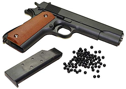 KOSxBO Airsoft Pistole 0,5 Joule aus Vollmetall Metallschlitten in Schwarz - Kaliber 6 mm BB inkl. Premium BBS Munition